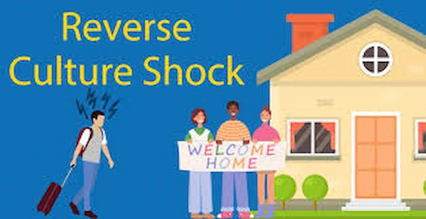 Person looking surprised upon returning to their home country - reverse culture shock - returning home